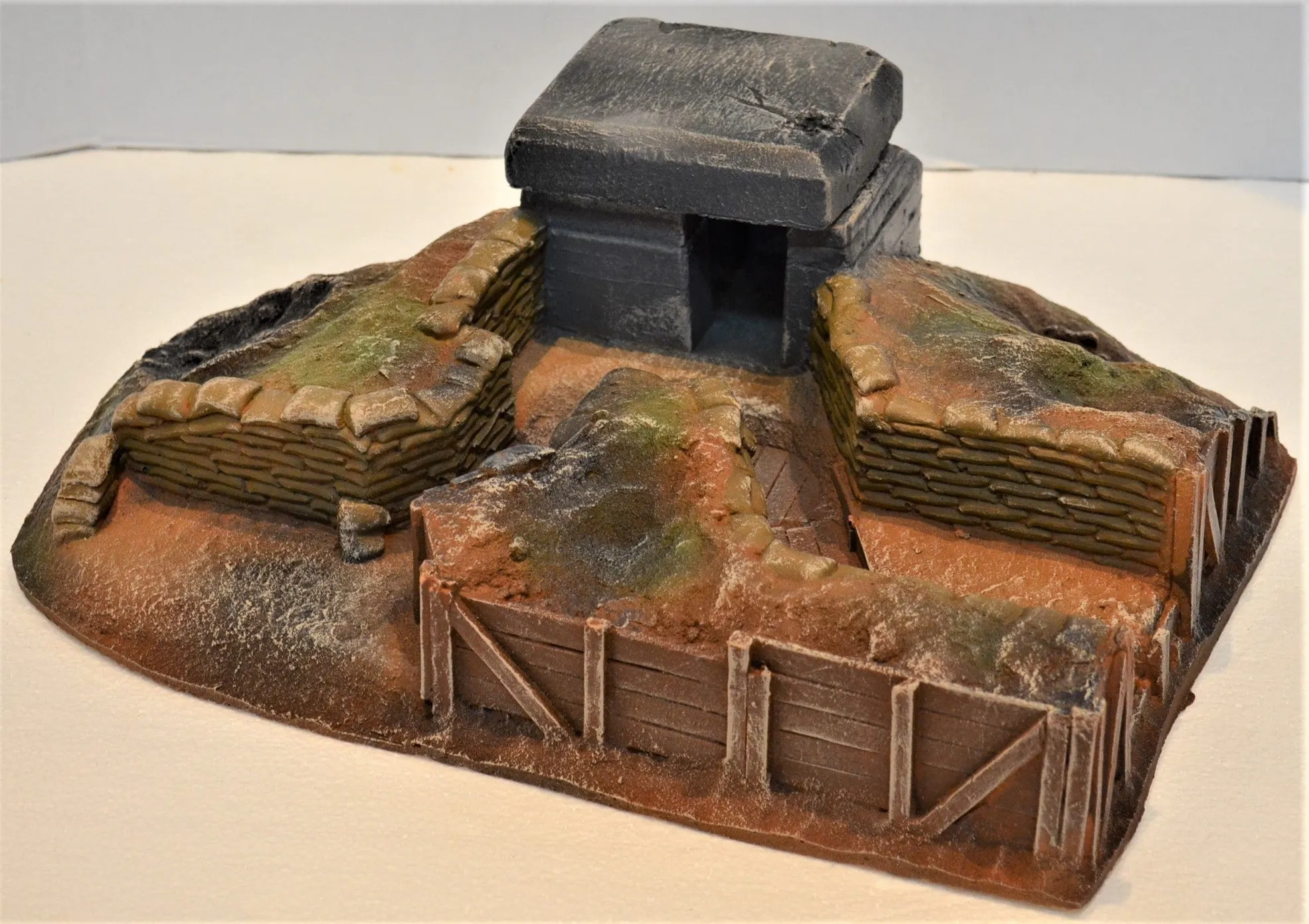 Atherton Scenics Painted WWII Trench with Concrete Bunker Right End Cap
