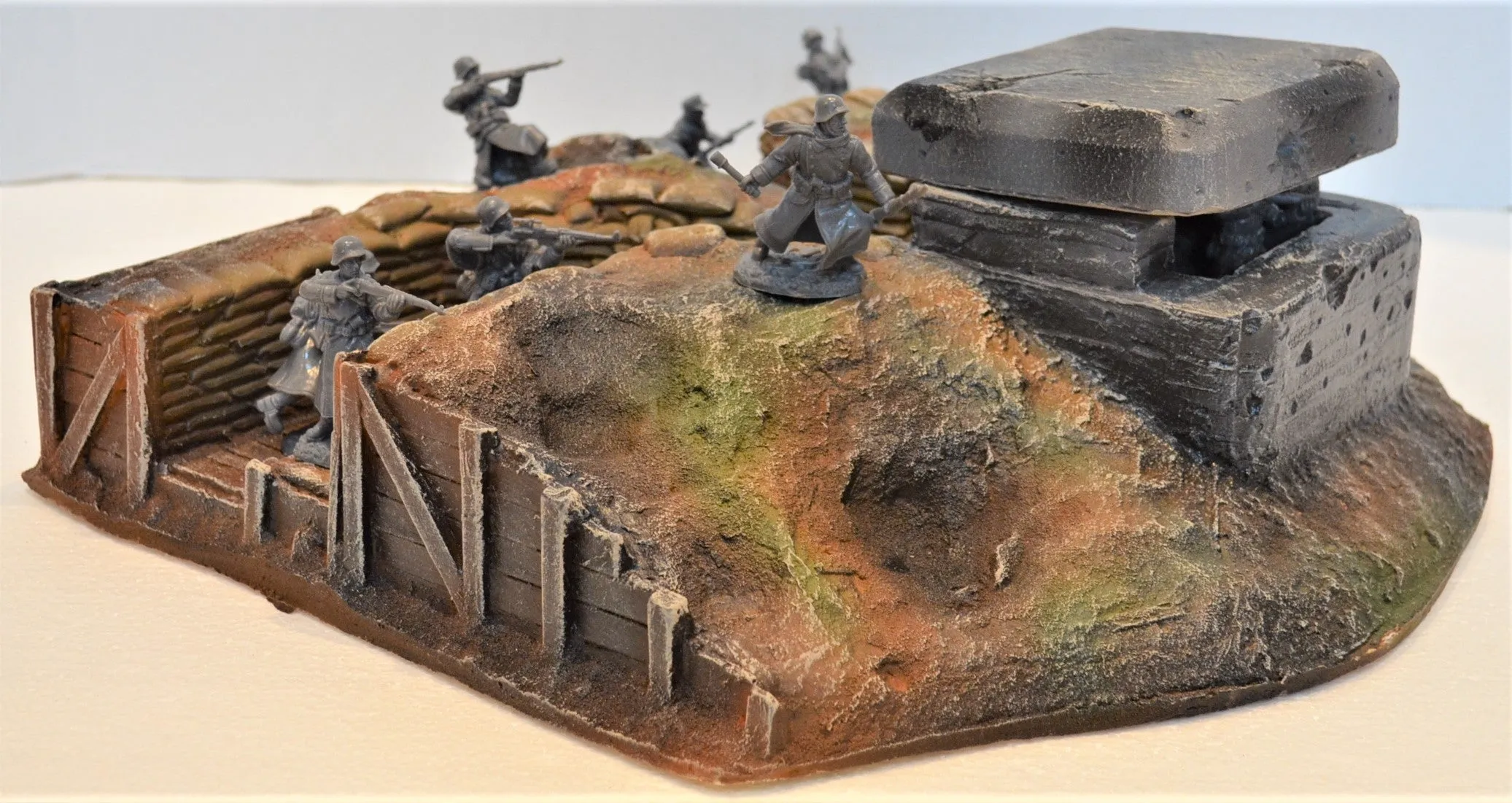 Atherton Scenics Painted WWII Trench with Concrete Bunker Right End Cap