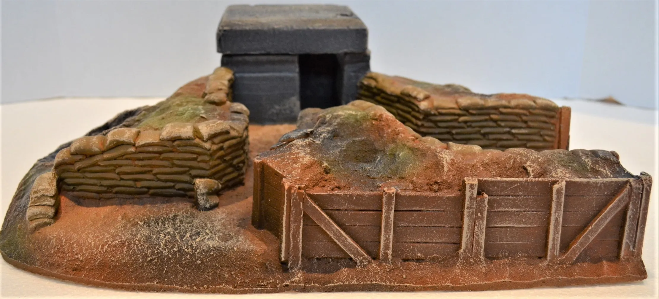 Atherton Scenics Painted WWII Trench with Concrete Bunker Right End Cap