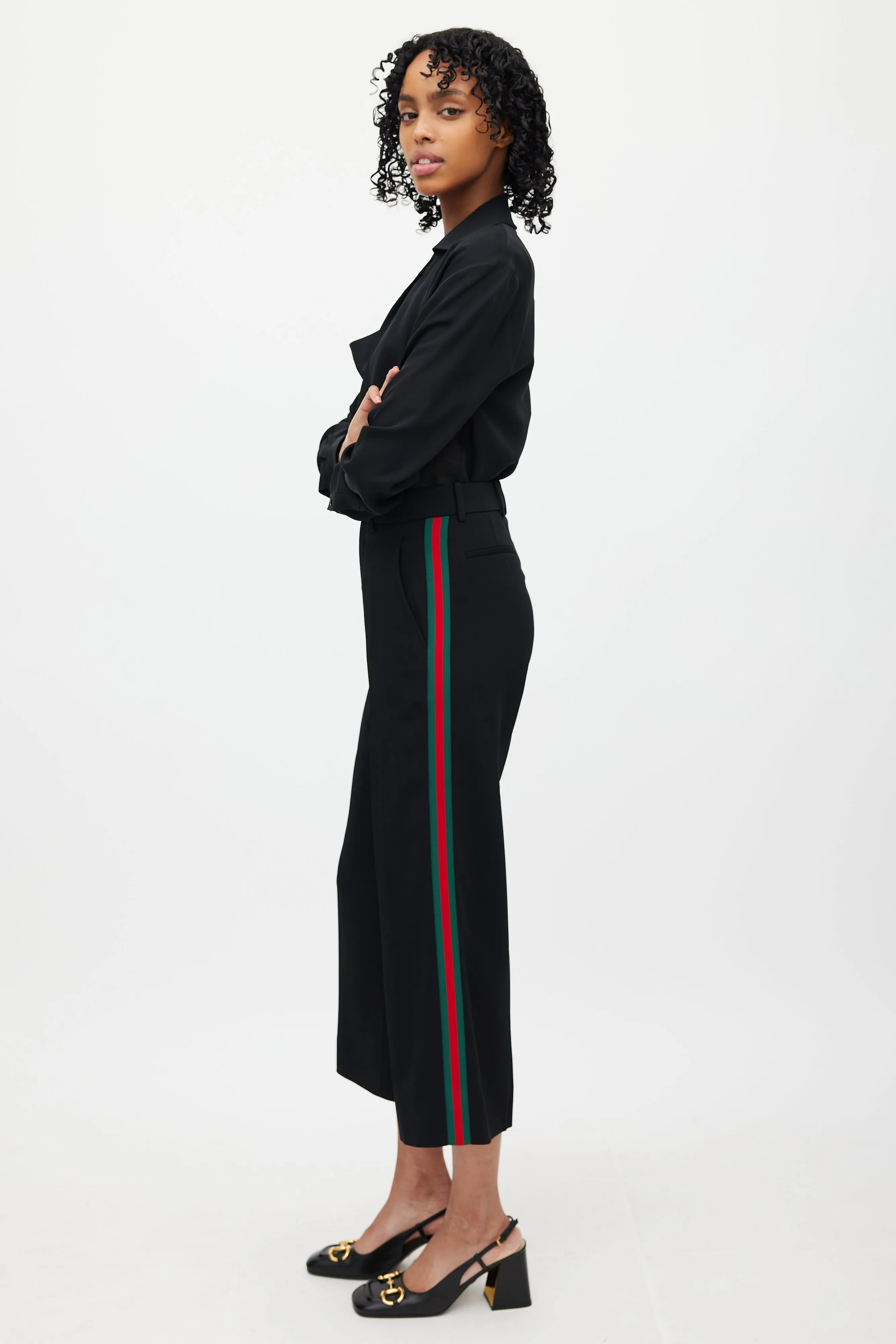 Black Signature Web Wide Leg Trouser