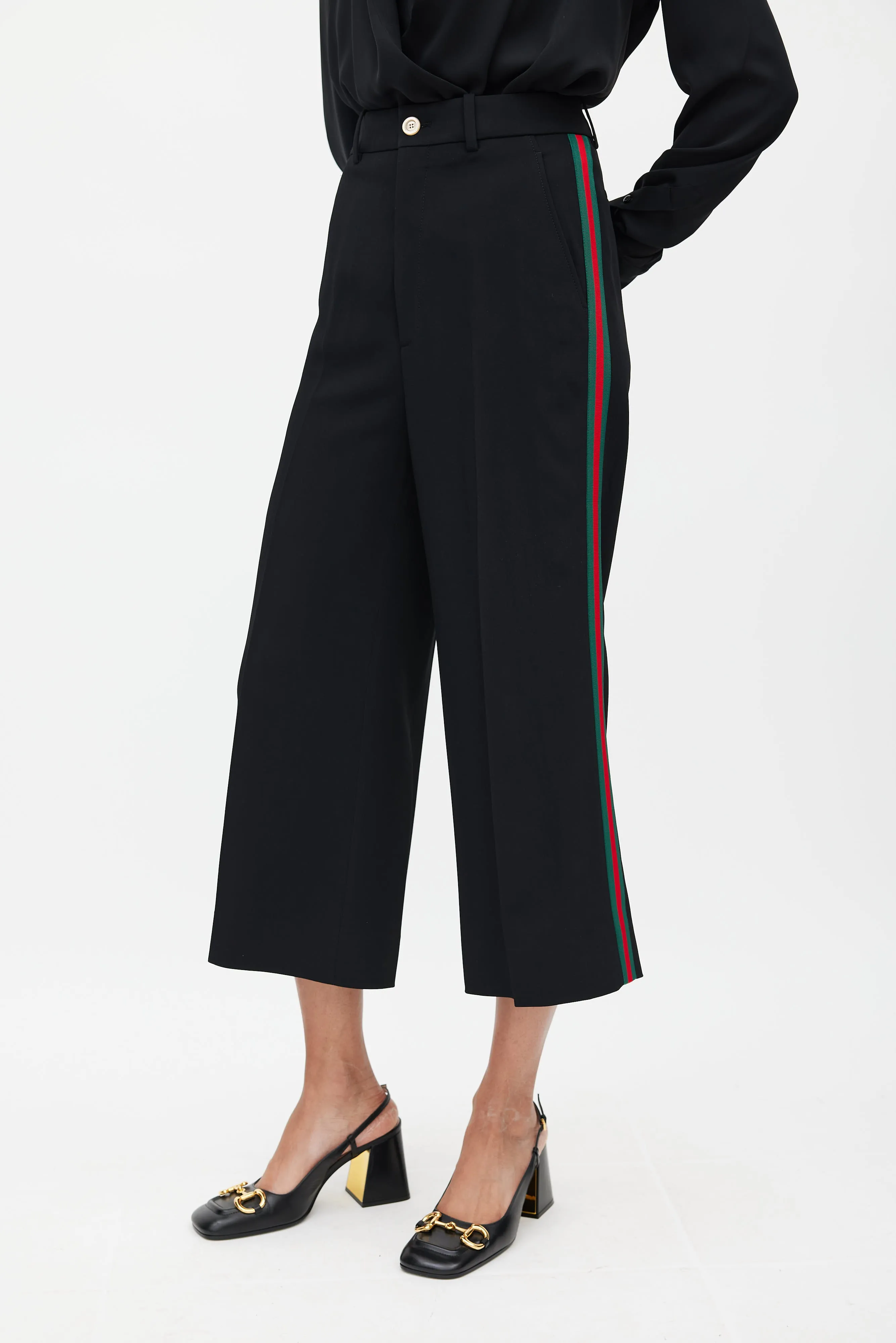 Black Signature Web Wide Leg Trouser