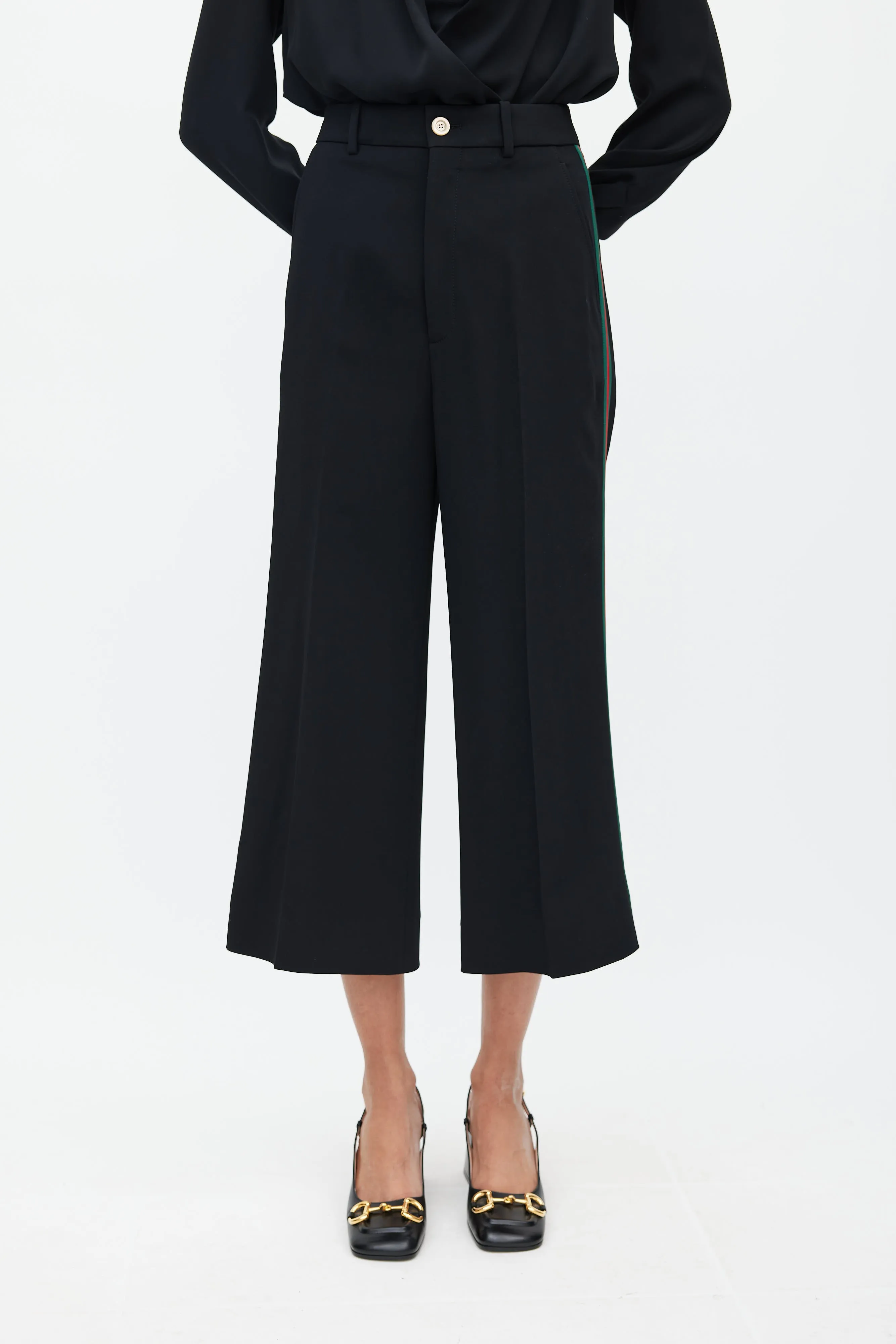 Black Signature Web Wide Leg Trouser