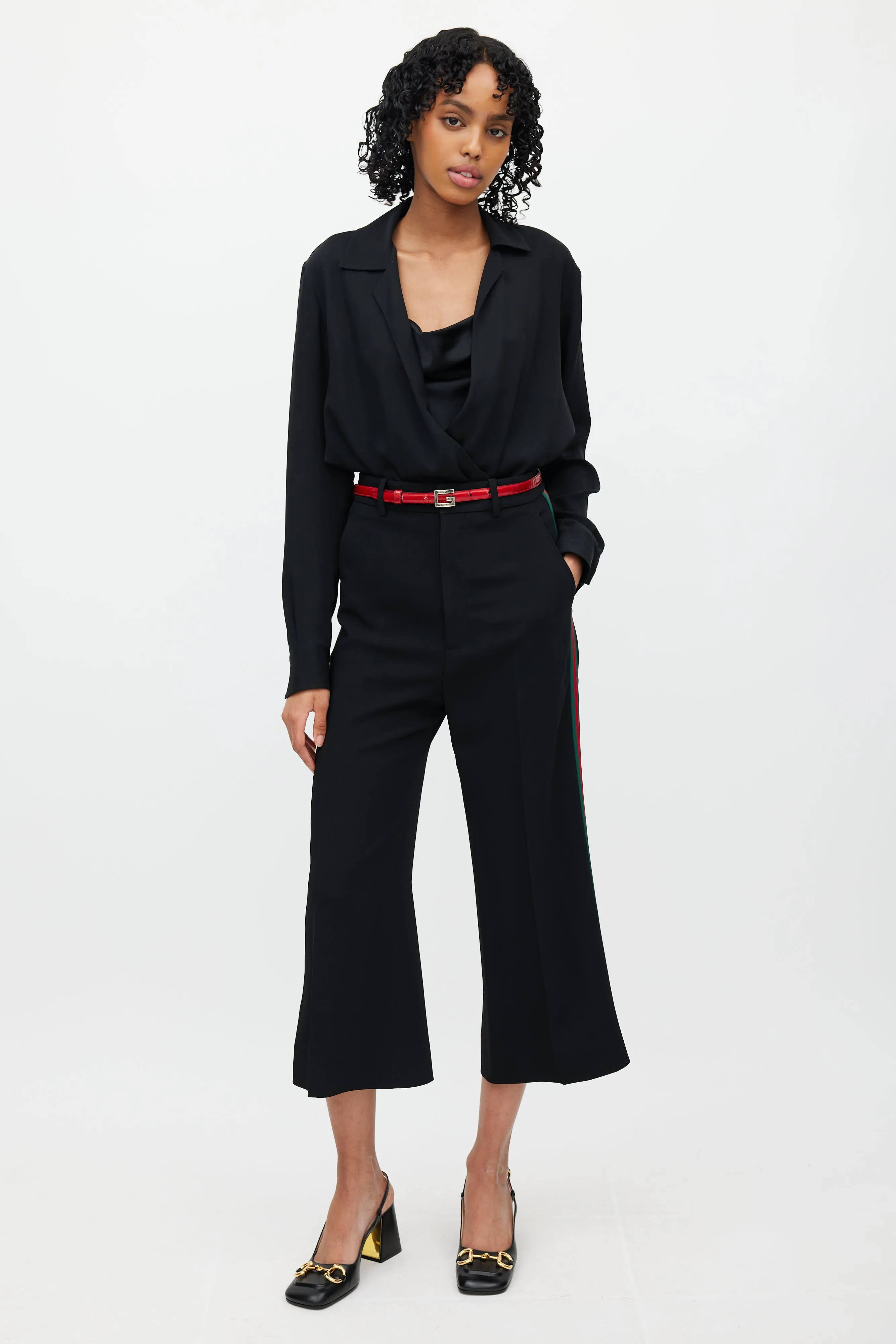 Black Signature Web Wide Leg Trouser