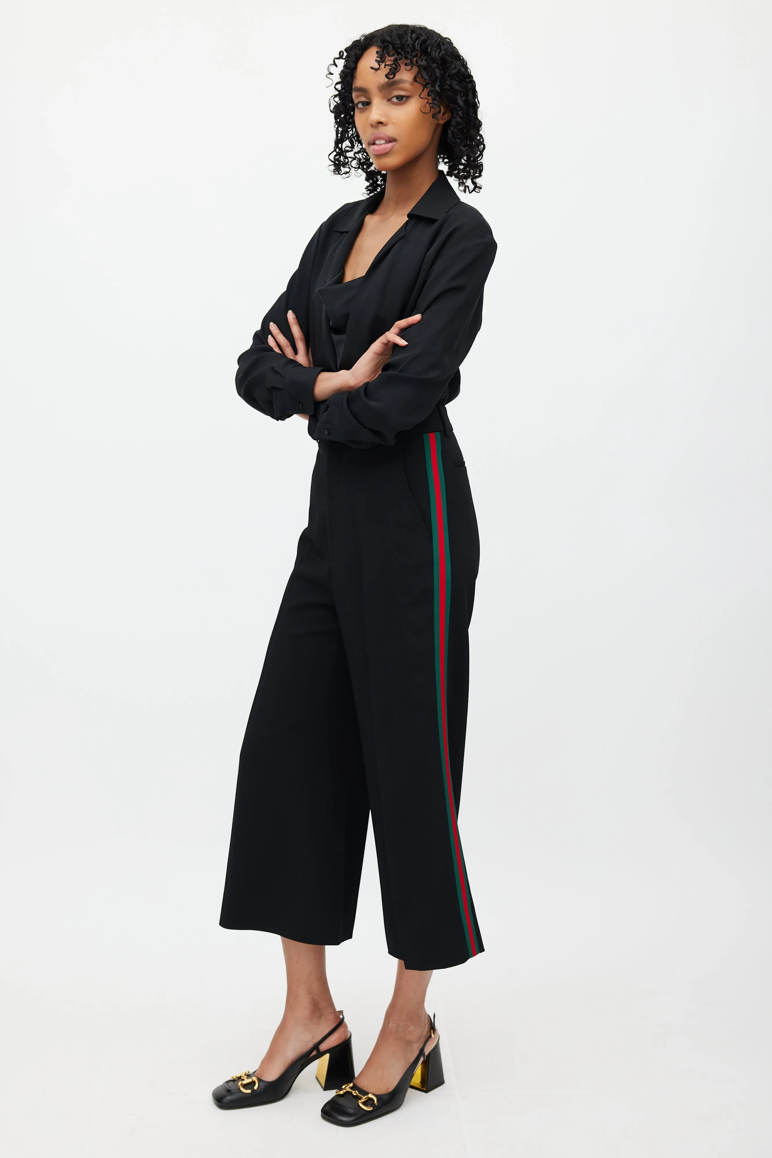 Black Signature Web Wide Leg Trouser
