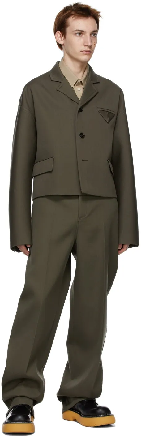 Bottega Veneta Khaki Wool Twill Trousers