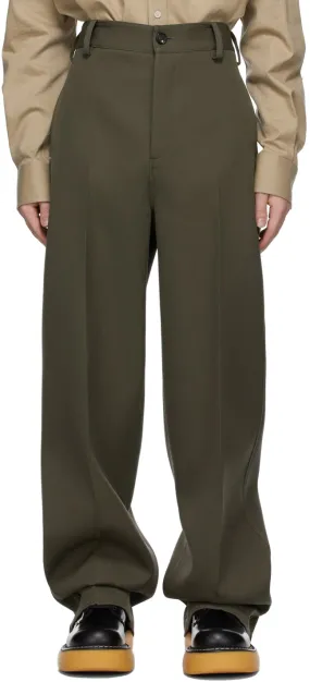 Bottega Veneta Khaki Wool Twill Trousers
