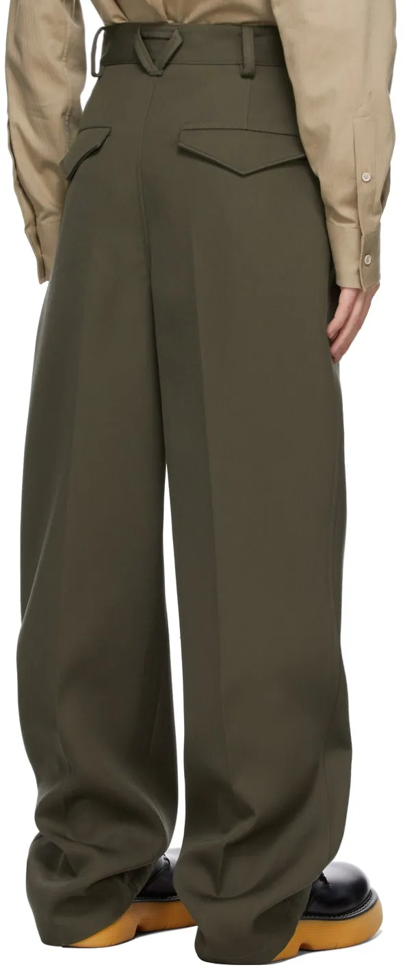 Bottega Veneta Khaki Wool Twill Trousers