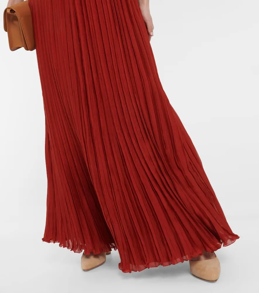 Chloe Cutout pleated silk chiffon gown