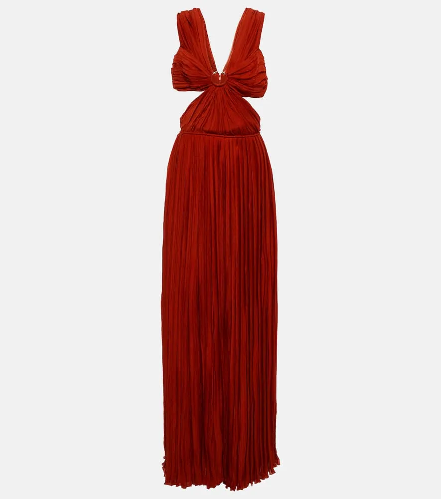 Chloe Cutout pleated silk chiffon gown