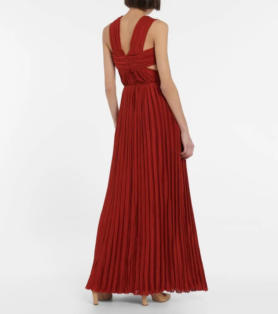 Chloe Cutout pleated silk chiffon gown