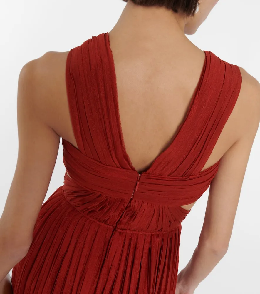 Chloe Cutout pleated silk chiffon gown