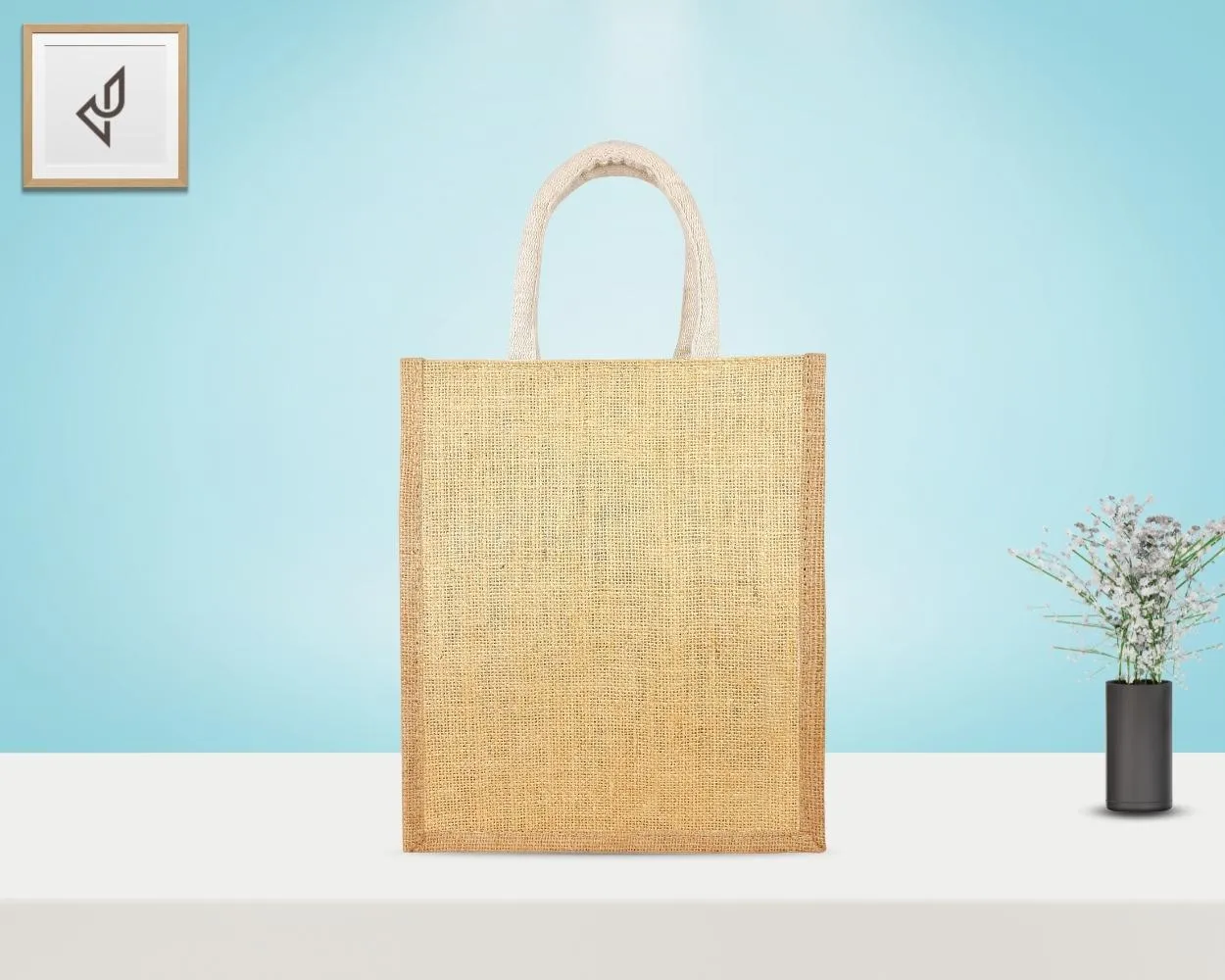 Designer Jute Lunch Bag - Prepossessing and Dollish Handcrafted Four Lovesome Birds with Zipper (10 x 5 x 12 inches)