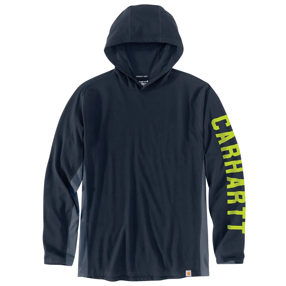 Force Relaxed Fit Midweight Long-Sleeve Logo Graphic Hooded T-Shirt - I26-Navy | Carhartt 106654
