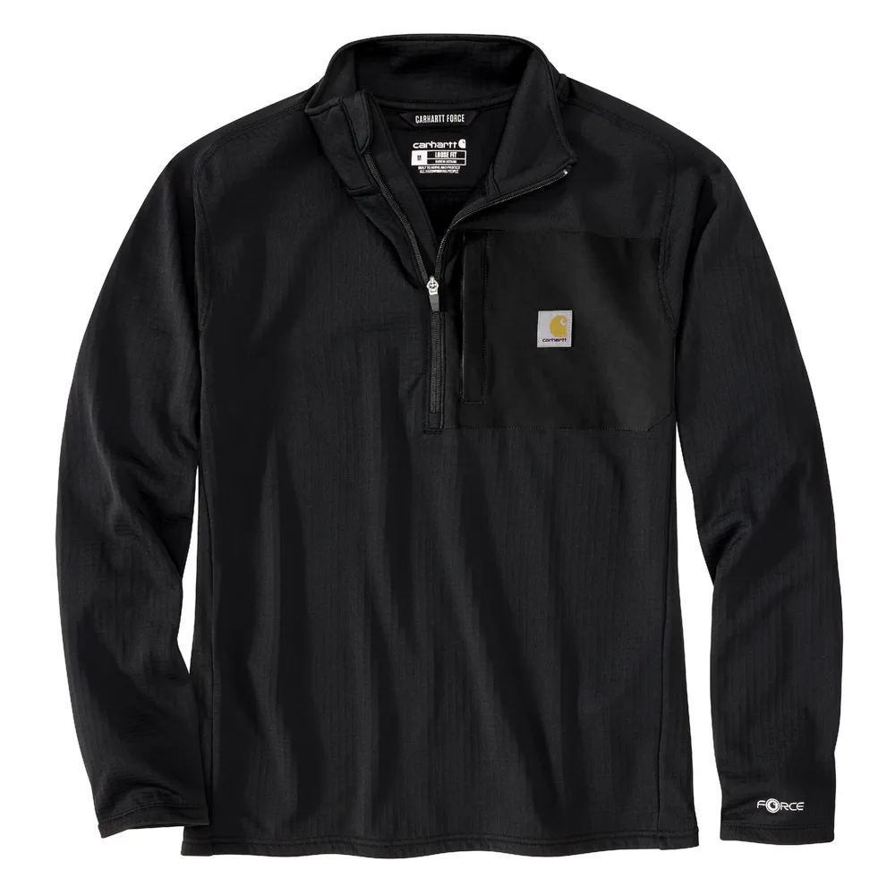 Force Relaxed Fit Mock Neck Half-Zip T-Shirt - N04-Black | Carhartt 106423