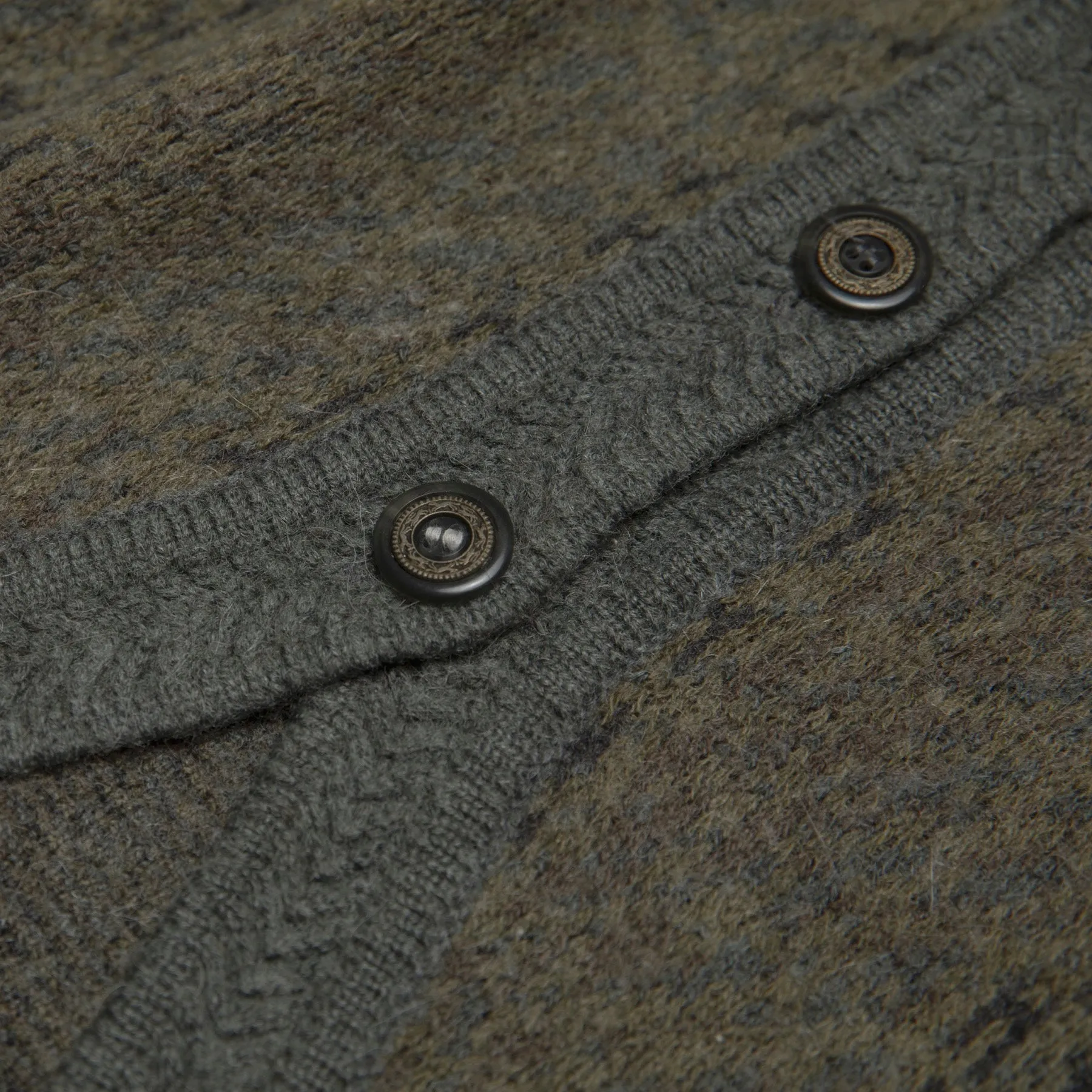 Herringbone Rib Brushed Alpaca Wool Cardigan