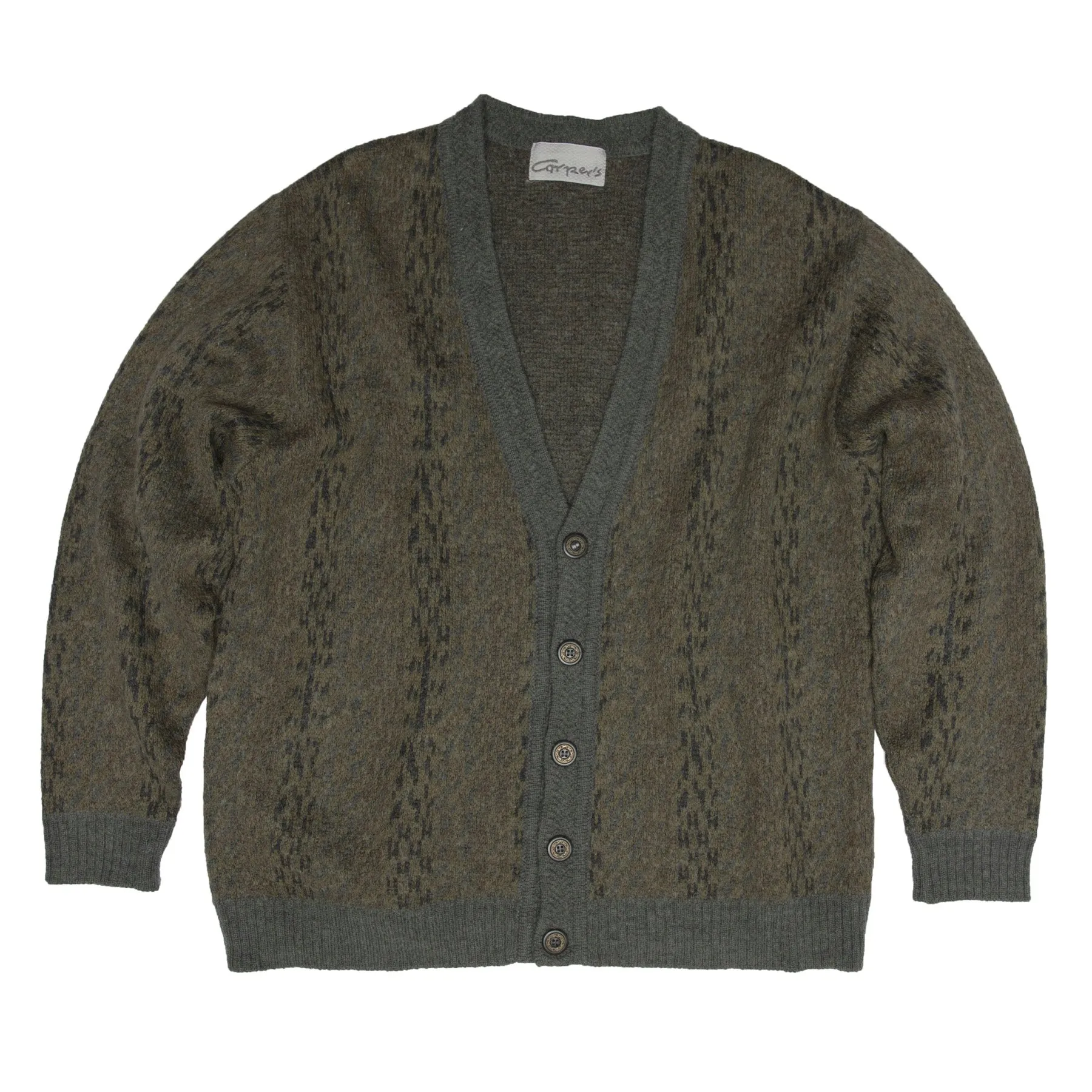 Herringbone Rib Brushed Alpaca Wool Cardigan