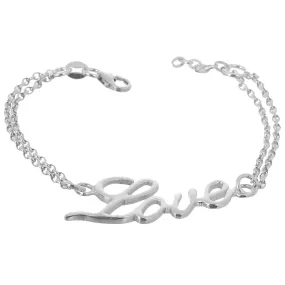 Love Handwritten Silver Bracelet