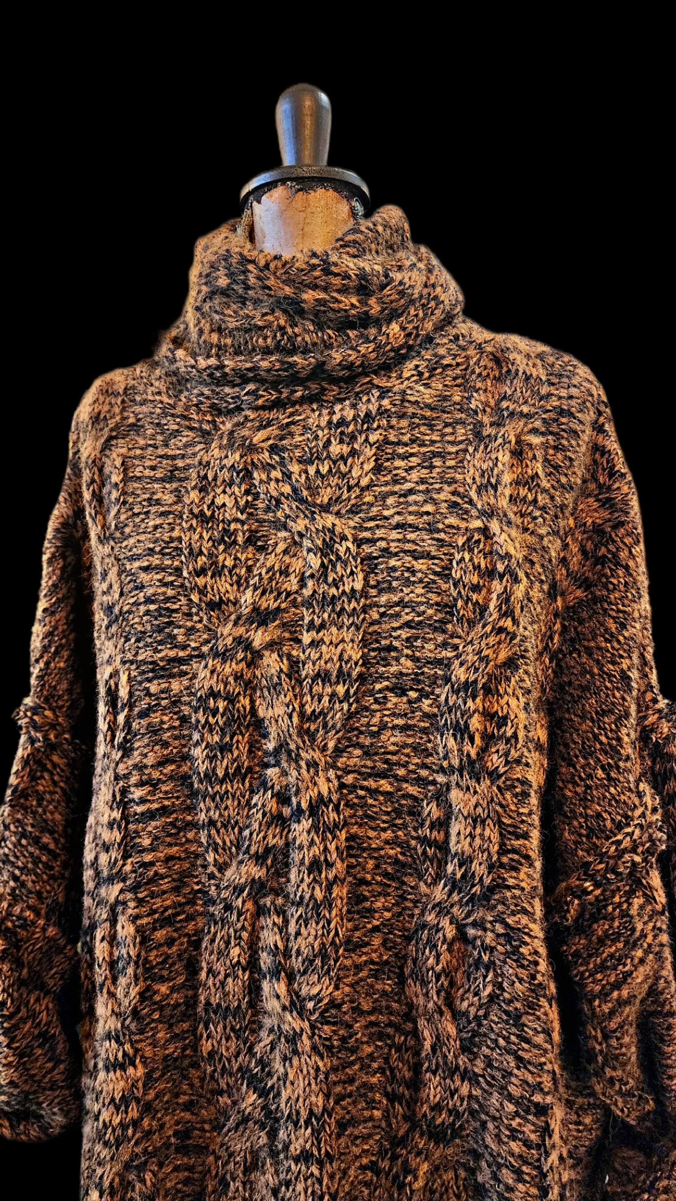 Oversize cable knit sweater (Alpaca) - Tortoiseshell