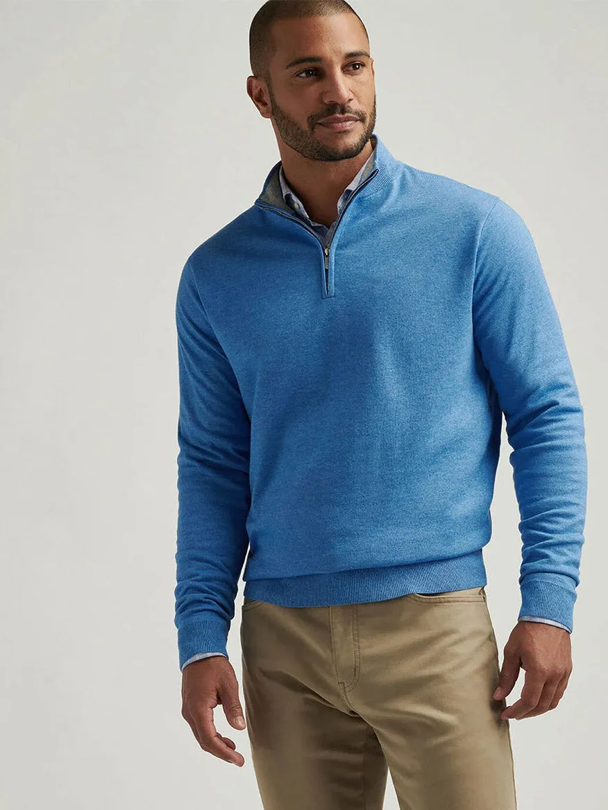 Peter Millar Coolspun Cotton Quarter-Zip Sweater in Blue Poppy