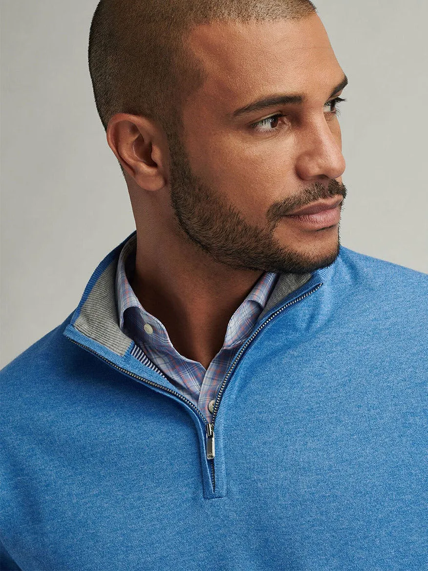 Peter Millar Coolspun Cotton Quarter-Zip Sweater in Blue Poppy