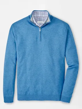 Peter Millar Coolspun Cotton Quarter-Zip Sweater in Blue Poppy