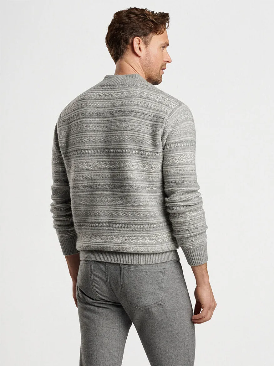 Peter Millar Silverton Jacquard Quarter-Zip in Gale Grey