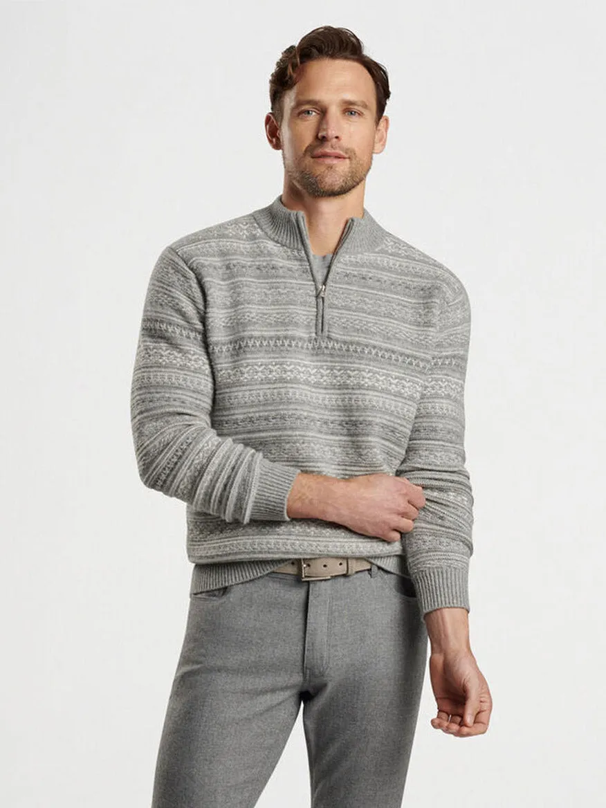 Peter Millar Silverton Jacquard Quarter-Zip in Gale Grey