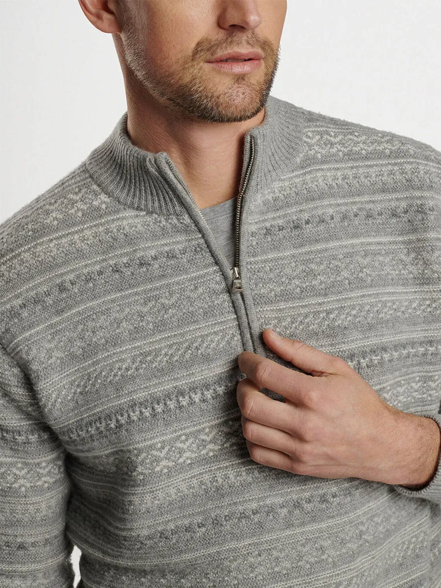 Peter Millar Silverton Jacquard Quarter-Zip in Gale Grey