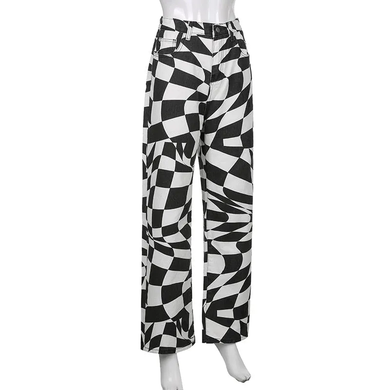 PRINT BLACK TROUSERS