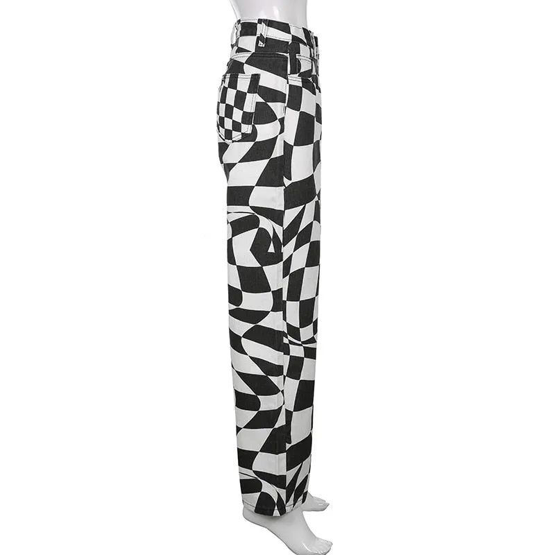 PRINT BLACK TROUSERS