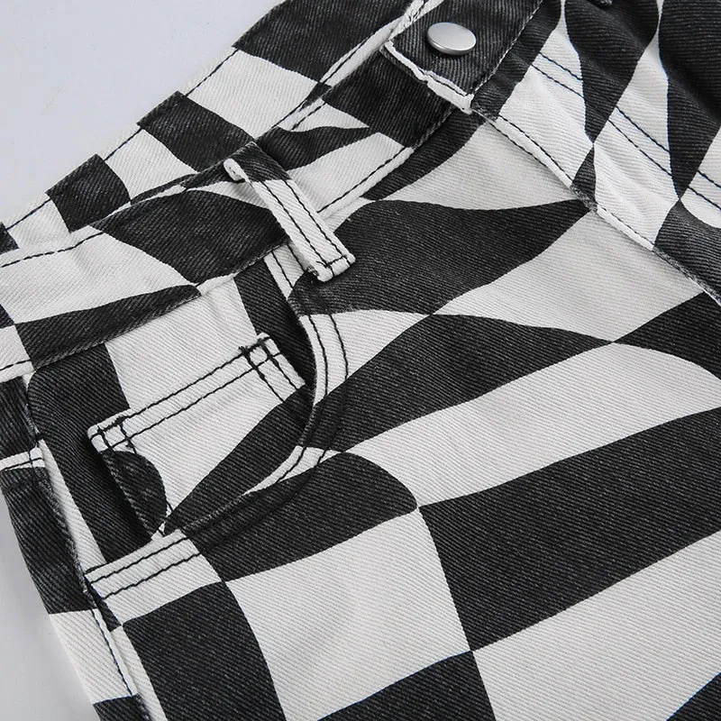 PRINT BLACK TROUSERS