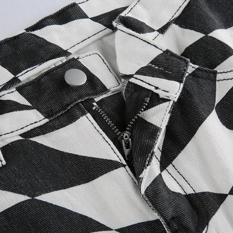 PRINT BLACK TROUSERS