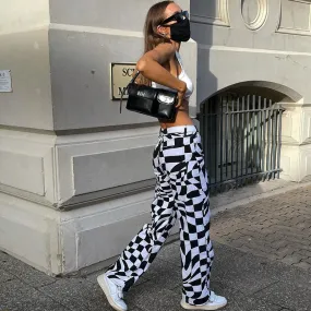PRINT BLACK TROUSERS