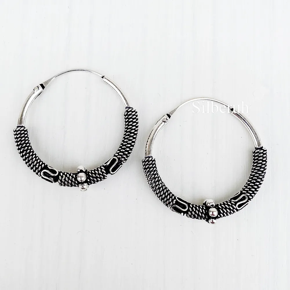 Silver Banjara Bali Hoop Earring