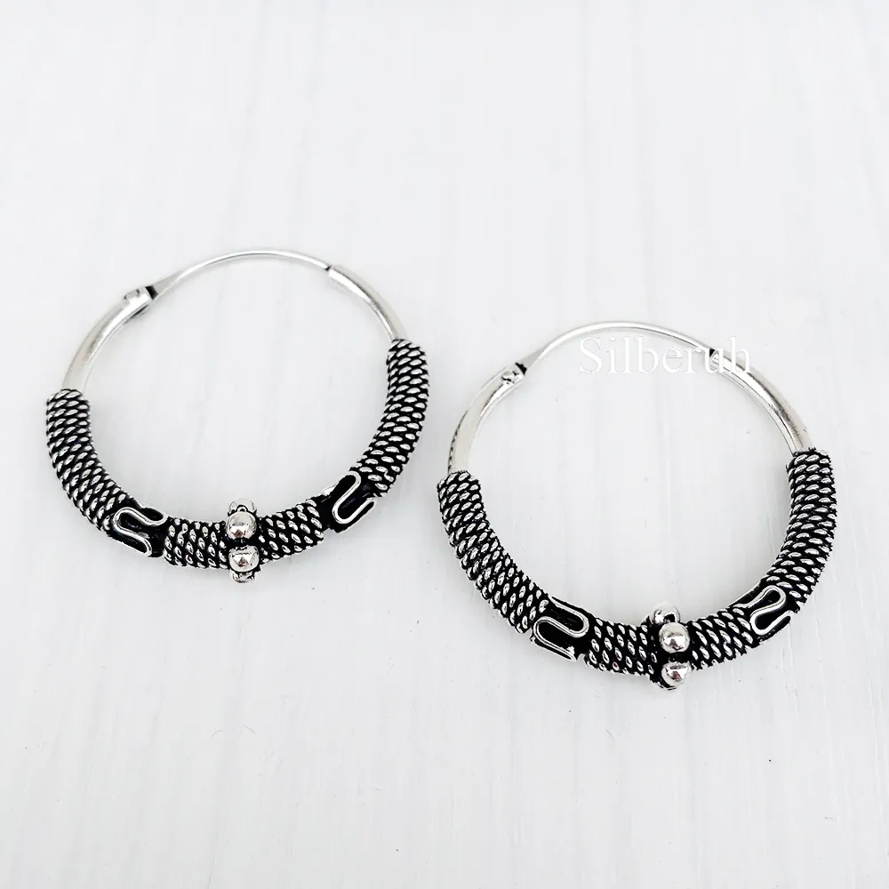 Silver Banjara Bali Hoop Earring