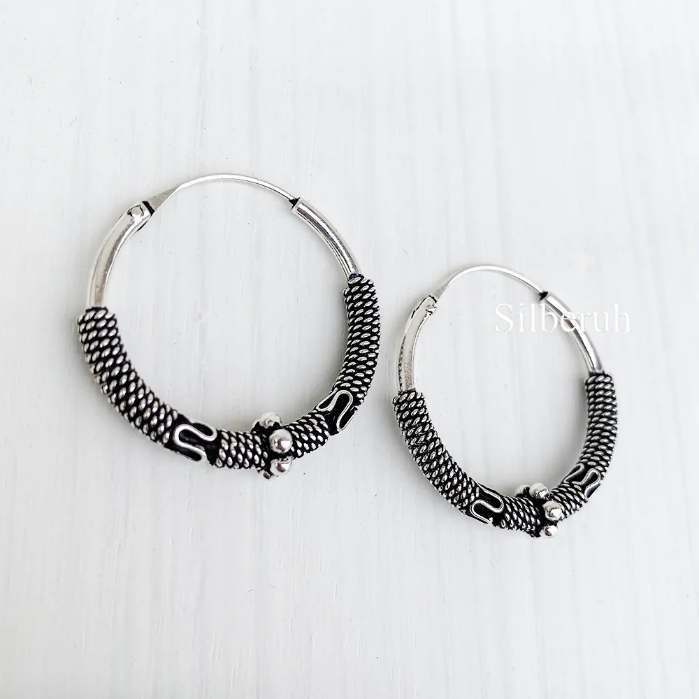 Silver Banjara Bali Hoop Earring