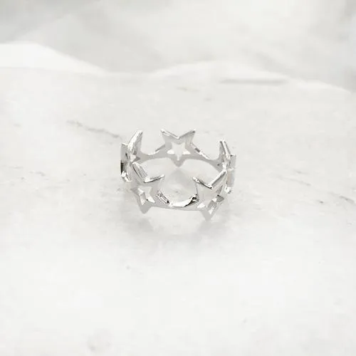 Star Silver Band Ring