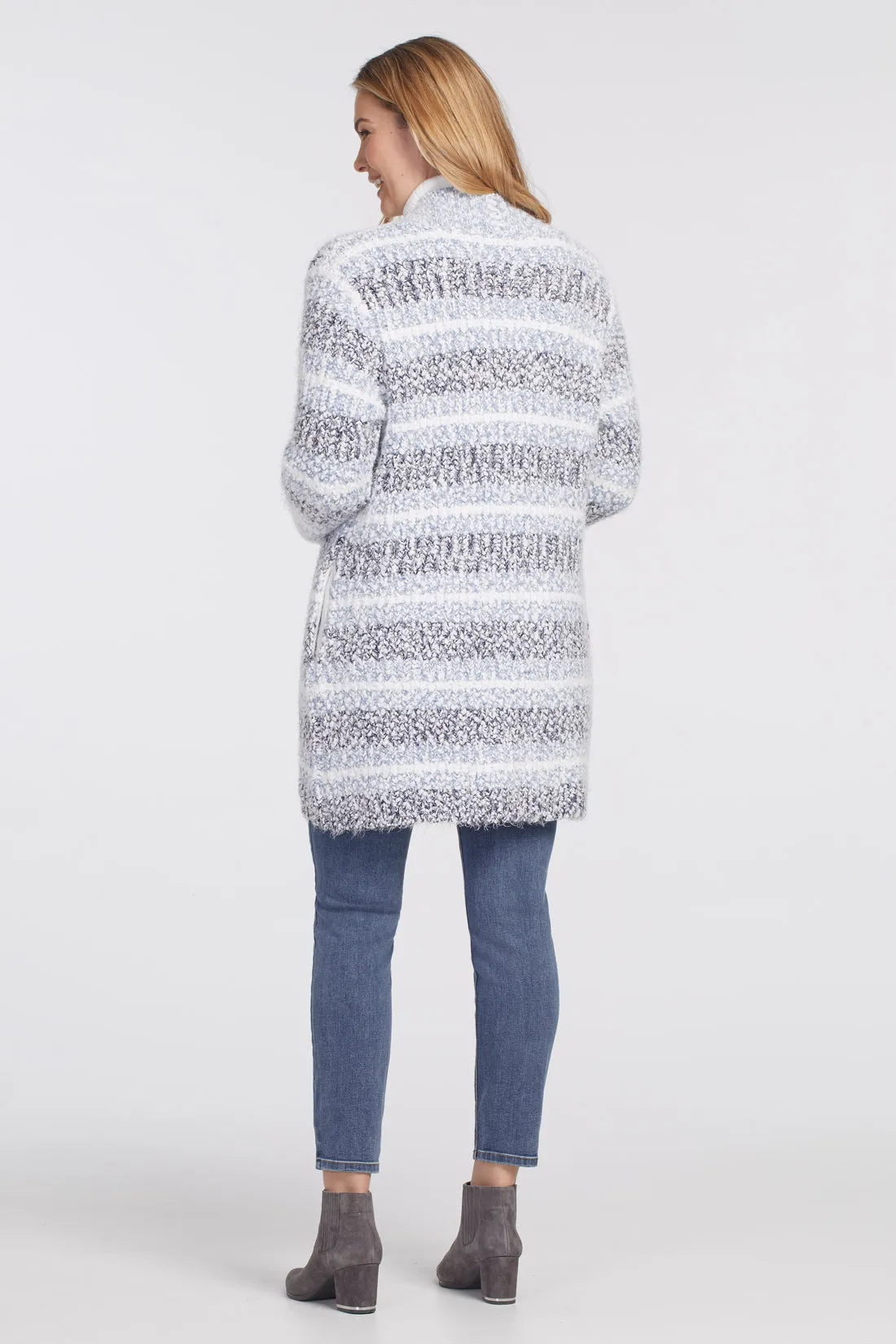 TR4646O Long Striped Eyelash Sweater