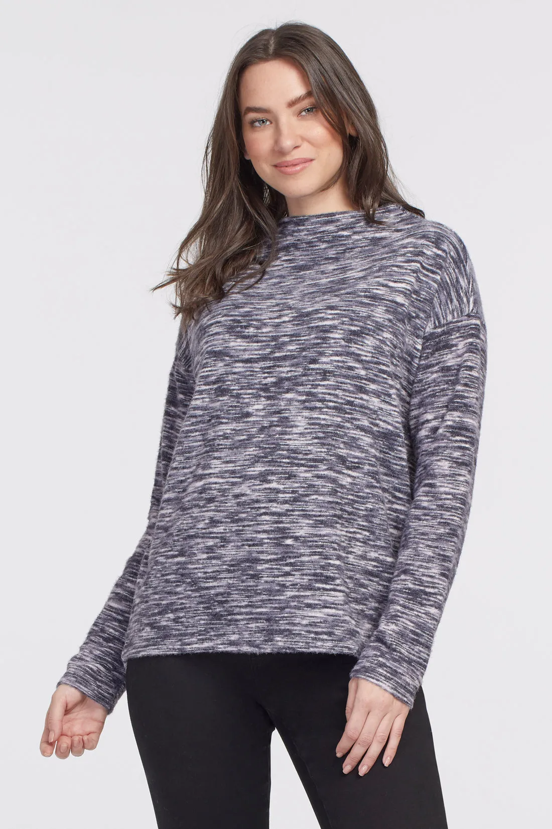 TR4660O Mock Neck Top w/ Back Slit
