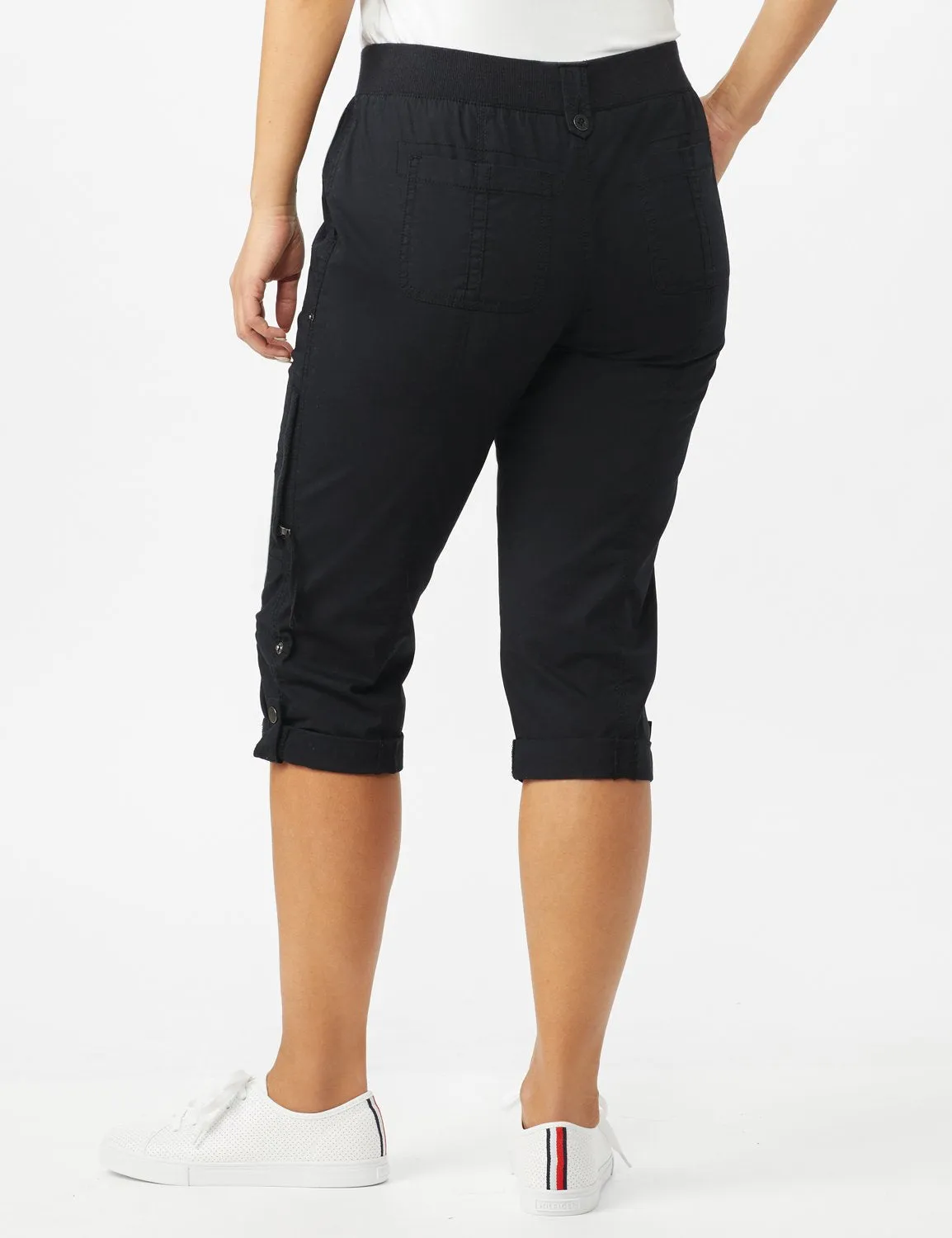 Utility Knit Waist Pull on Capri Pants