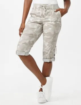Utility Knit Waist Pull on Capri Pants