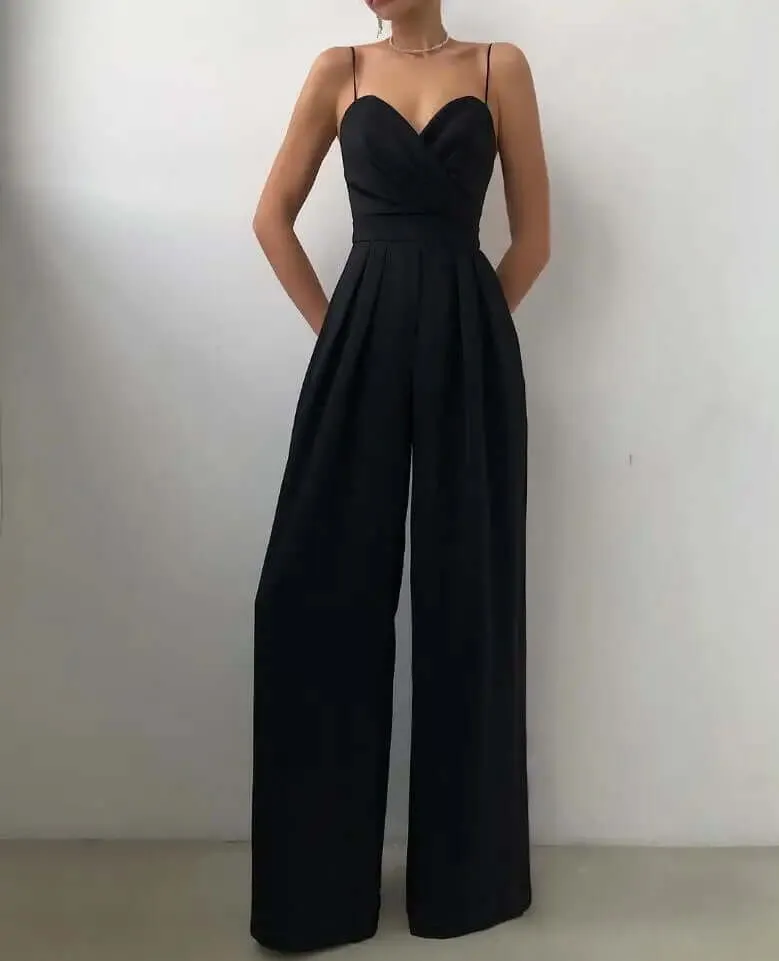 Women's Elegant Sleeveless Wide-Leg Jumpsuit